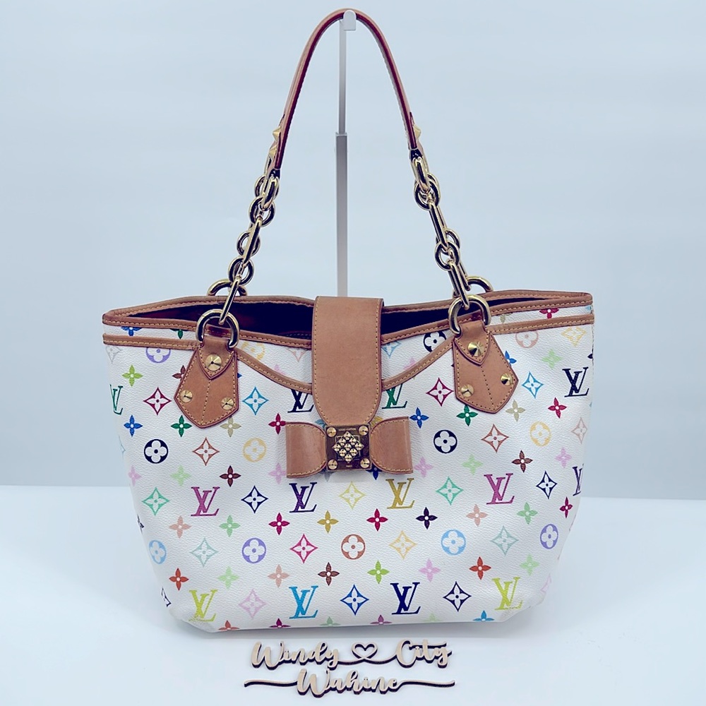 Authenticated LOUIS VUITTON Annie Monogram Multicolor White Tote